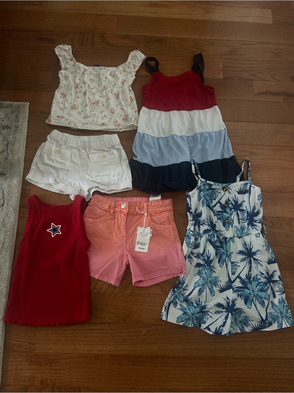 Crewcuts Red, White & Light Blue Tiered Striped Tank Top